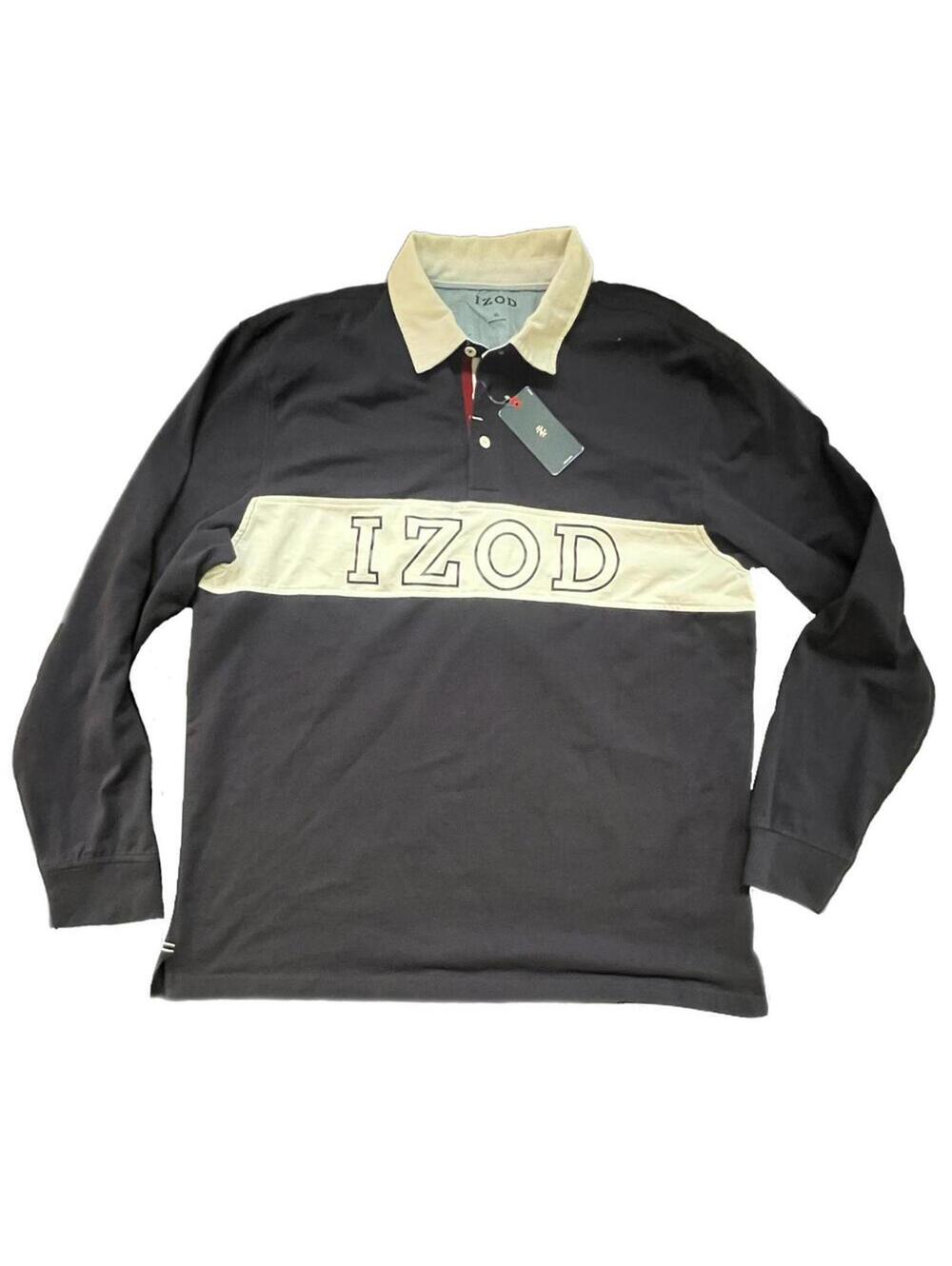 New Izod Rugby Collard Long Sleeve Shirt in Navy - XL